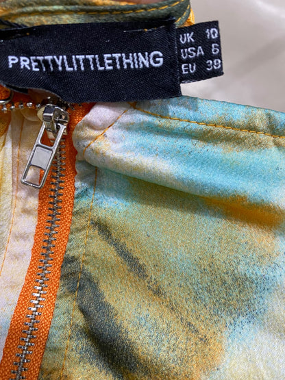 PRETTYLITTLE THING |M| BUST 16| A43| YELLOW TIE-DYE BUSTIER CORSET UTILITY TOP