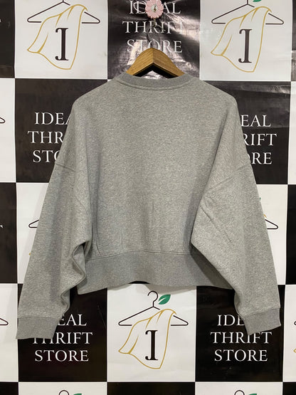 ADIDAS |L| BUST 27| A43| GREY EMBROIDERED TREFOIL CROPPED UTILITY SWEATSHIRT