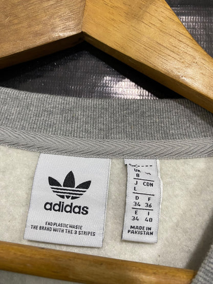 ADIDAS |L| BUST 27| A43| GREY EMBROIDERED TREFOIL CROPPED UTILITY SWEATSHIRT