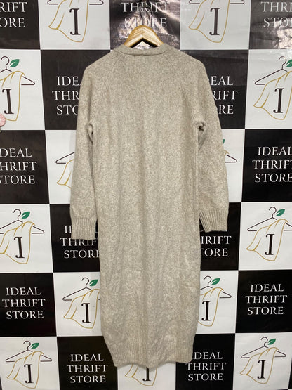 H&M |XS| BUST 20| A43| BEIGE MELANGE BUTTON-UP KNIT UTILITY MIDI DRESS