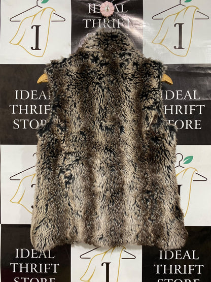 J F W |M| BUST 20| A43| BROWN & BLACK MOCK-NECK UTILITY VEST