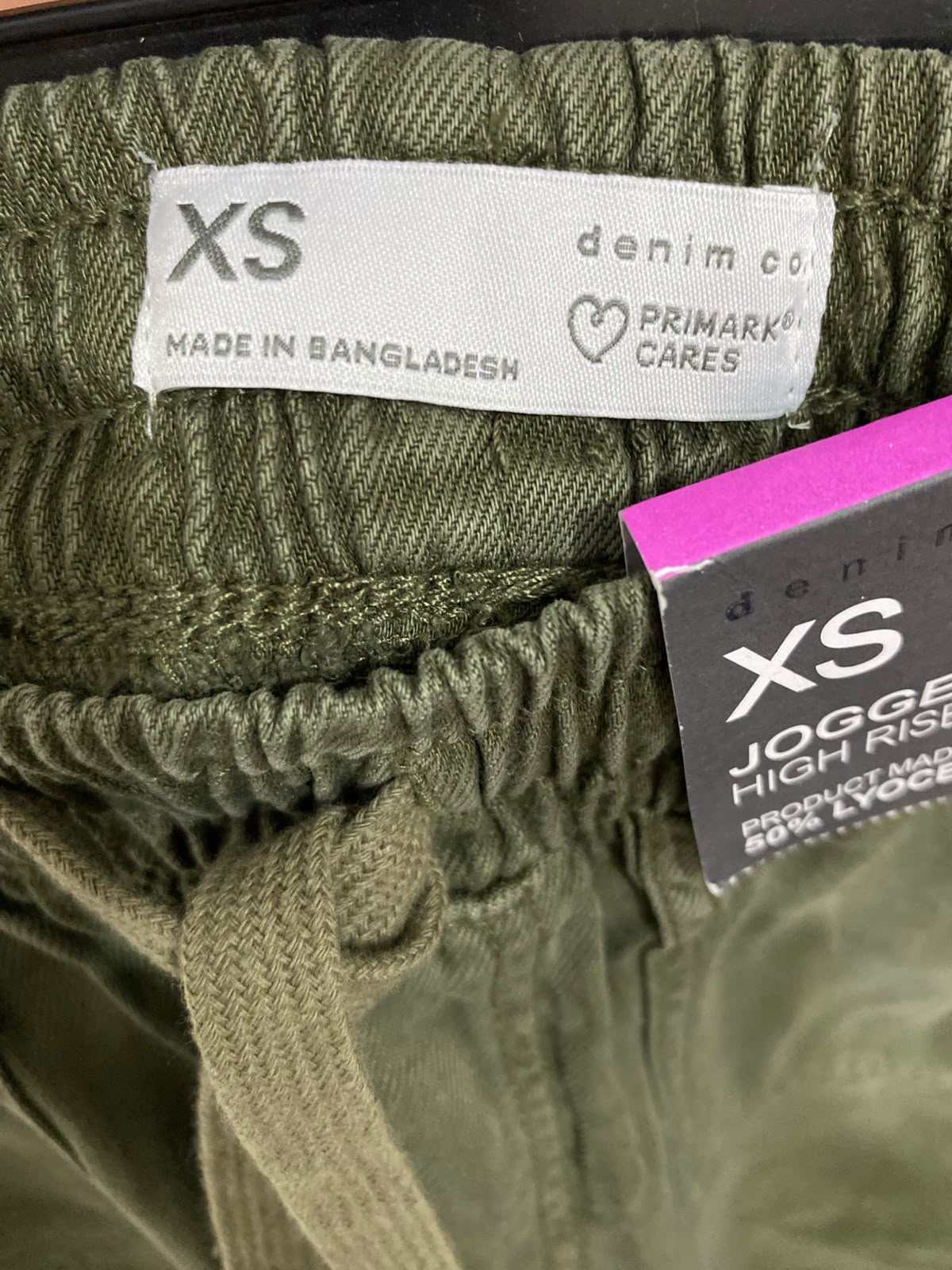PRIMARK CARES |XS| WAIST 26| A43| OLIVE GREEN HIGH-RISE LYOCELL UTILITY JOGGERS