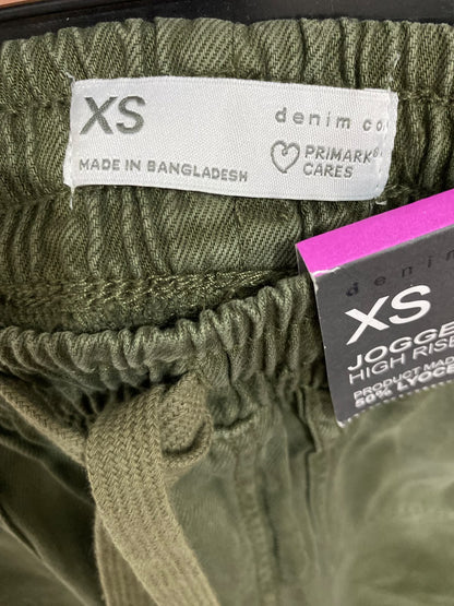 PRIMARK CARES |XS| WAIST 26| A43| OLIVE GREEN HIGH-RISE LYOCELL UTILITY JOGGERS