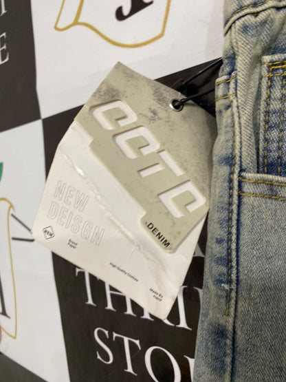 OOTD |M| WAIST 28| A43| LIGHT-WASH EMBROIDERED DOG-MOTIF STRAIGHT-LEG UTILITY DENIM JEANS