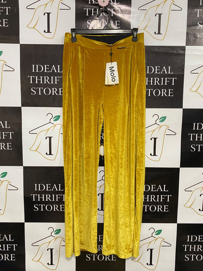 MOLO |M| WAIST 28| A43| MUSTARD YELLOW VELOUR WIDE-LEG UTILITY TROUSERS