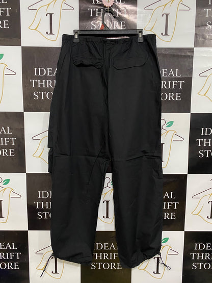 H&M |L| WAIST 32| A43| BLACK TECHNICAL CARGO UTILITY PANTS WITH DRAWSTRING CUFFS