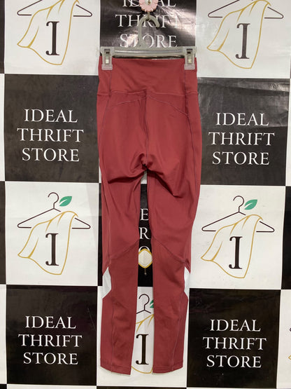 ADIDAS |XS| WAIST 20| A43| BURGUNDY BRANDED CALF HIGH-RISE UTILITY LEGGINGS