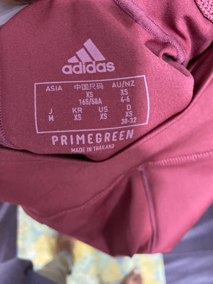 ADIDAS |XS| WAIST 20| A43| BURGUNDY BRANDED CALF HIGH-RISE UTILITY LEGGINGS