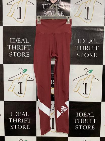 ADIDAS |XS| WAIST 20| A43| BURGUNDY BRANDED CALF HIGH-RISE UTILITY LEGGINGS
