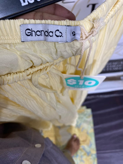 GHANDA CO |S| WAIST 26| A43| PALE YELLOW TIERED MAXI UTILITY SKIRT