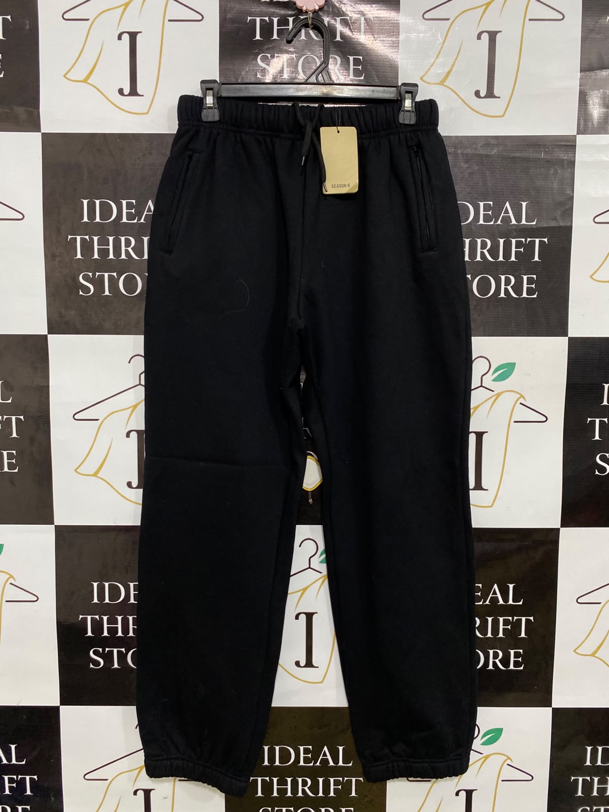 SEASON |XL| WAIST 29| A43| BLACK TECHNICAL FLEECE UTILITY JOGGERS WITH ZIP POCKETS
