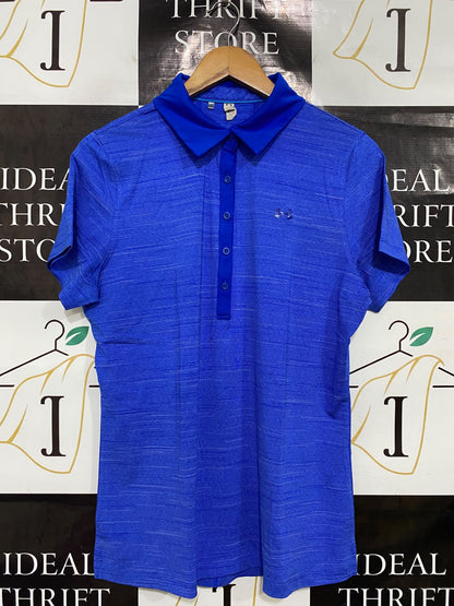 UNDER ARMOUR |L| BUST 20| A43| BLUE MELANGE PERFORMANCE POLO SHIRT