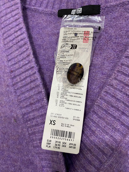 UNIQLO |XS| BUST 23| A43| LAVENDER CROPPED V-NECK KNIT CARDIGAN