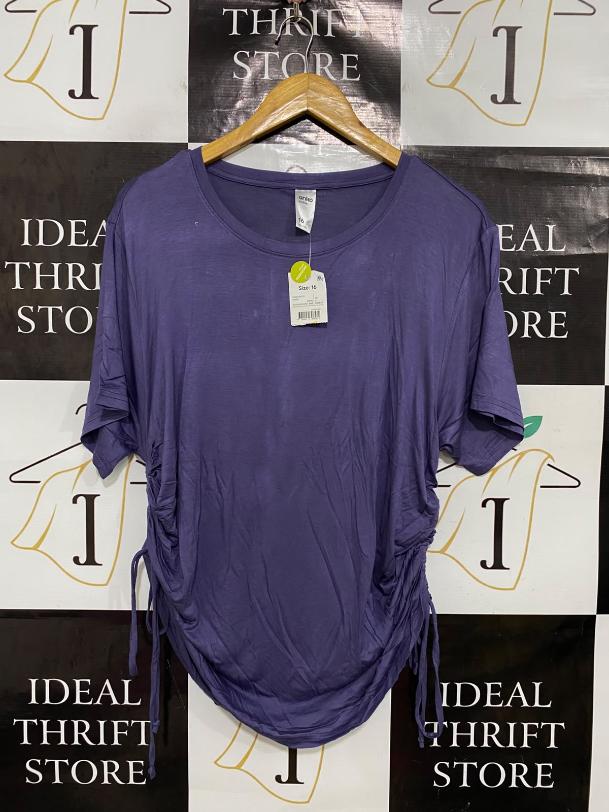 ANKO |L| BUST 20| A43| PURPLE SIDE-CINCHED TECHNICAL UTILITY T-SHIRT
