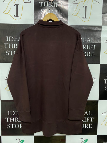 RIVER ISLAND |M| BUST 22| A43| DARK BROWN MOCK-NECK OVERSIZED UTILITY SWEATSHIRT