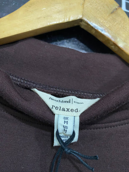 RIVER ISLAND |M| BUST 22| A43| DARK BROWN MOCK-NECK OVERSIZED UTILITY SWEATSHIRT