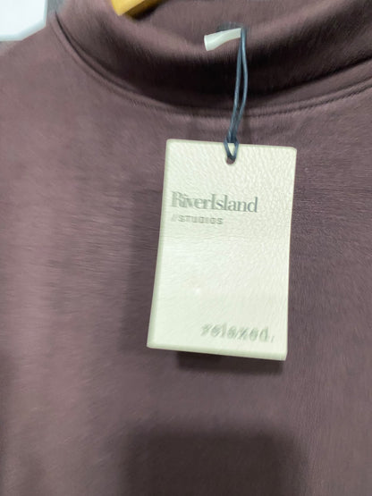 RIVER ISLAND |M| BUST 22| A43| DARK BROWN MOCK-NECK OVERSIZED UTILITY SWEATSHIRT