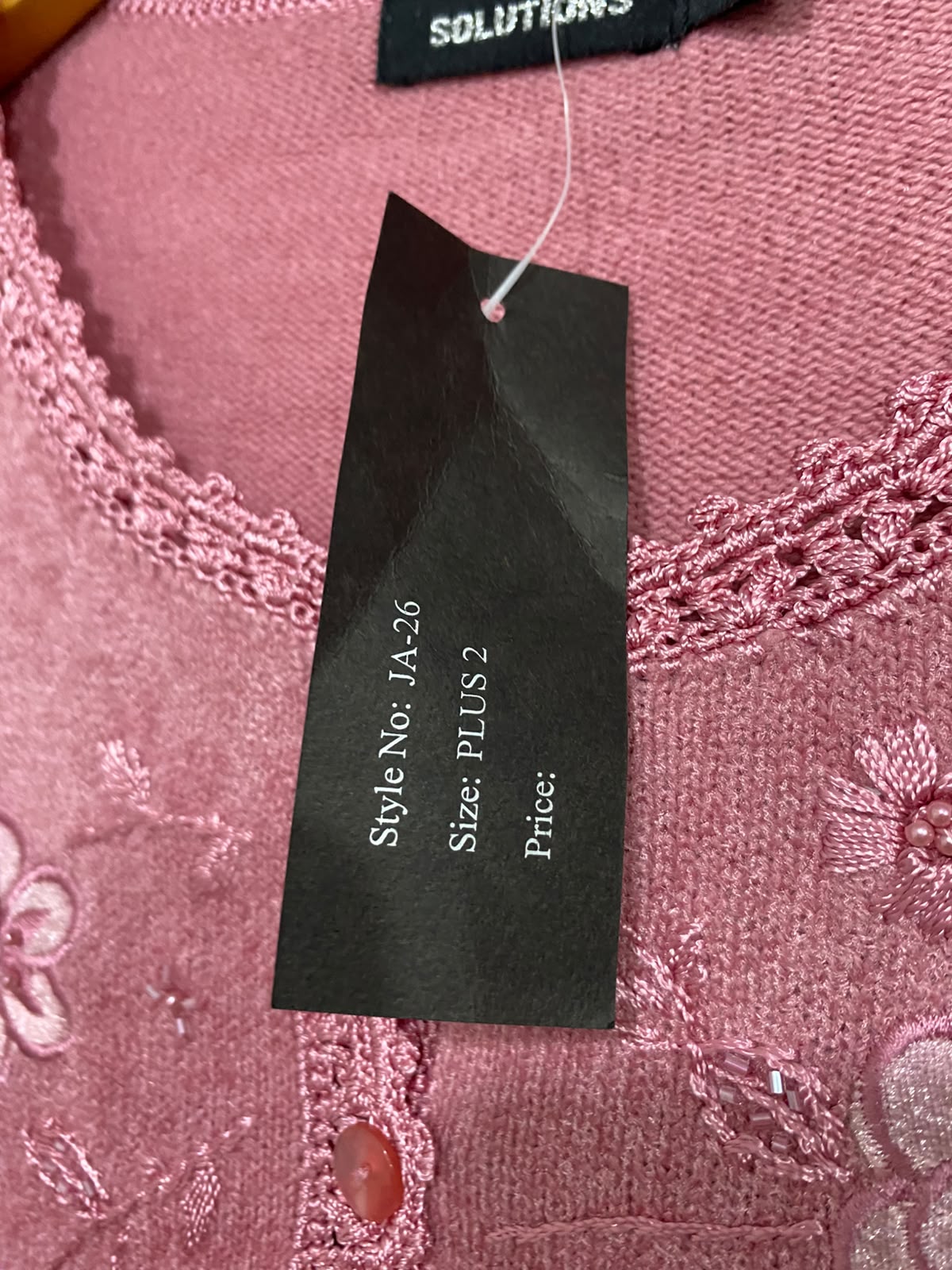 SOLUTIONS |XL| BUST 24| A43| DUSTY ROSE FLORAL EMBROIDERED KNIT CARDIGAN