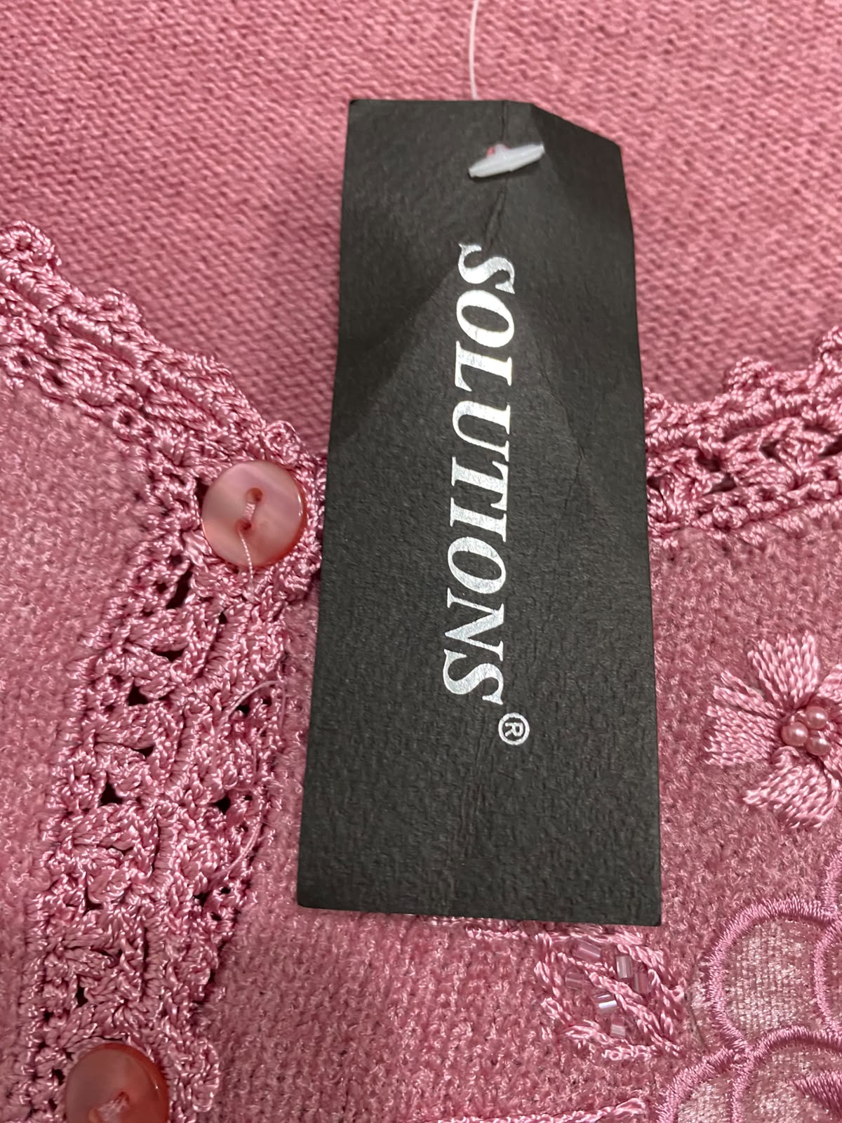 SOLUTIONS |XL| BUST 24| A43| DUSTY ROSE FLORAL EMBROIDERED KNIT CARDIGAN