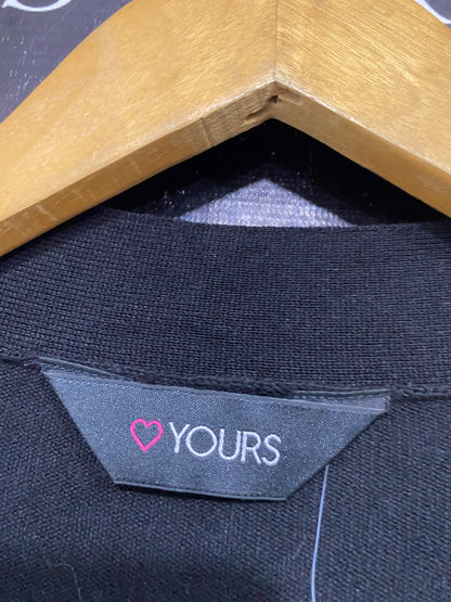 YOURS |XL| BUST 32| A43| BLACK OPEN-FRONT LONGLINE UTILITY CARDIGAN