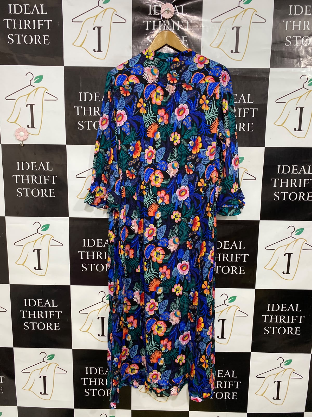 DEA KUDIBAL |XL| BUST 22| A43| VIBRANT FLORAL PRINT TECHNICAL UTILITY MAXI DRESS
