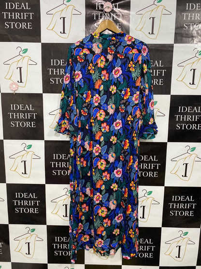 DEA KUDIBAL |XL| BUST 22| A43| VIBRANT FLORAL PRINT TECHNICAL UTILITY MAXI DRESS