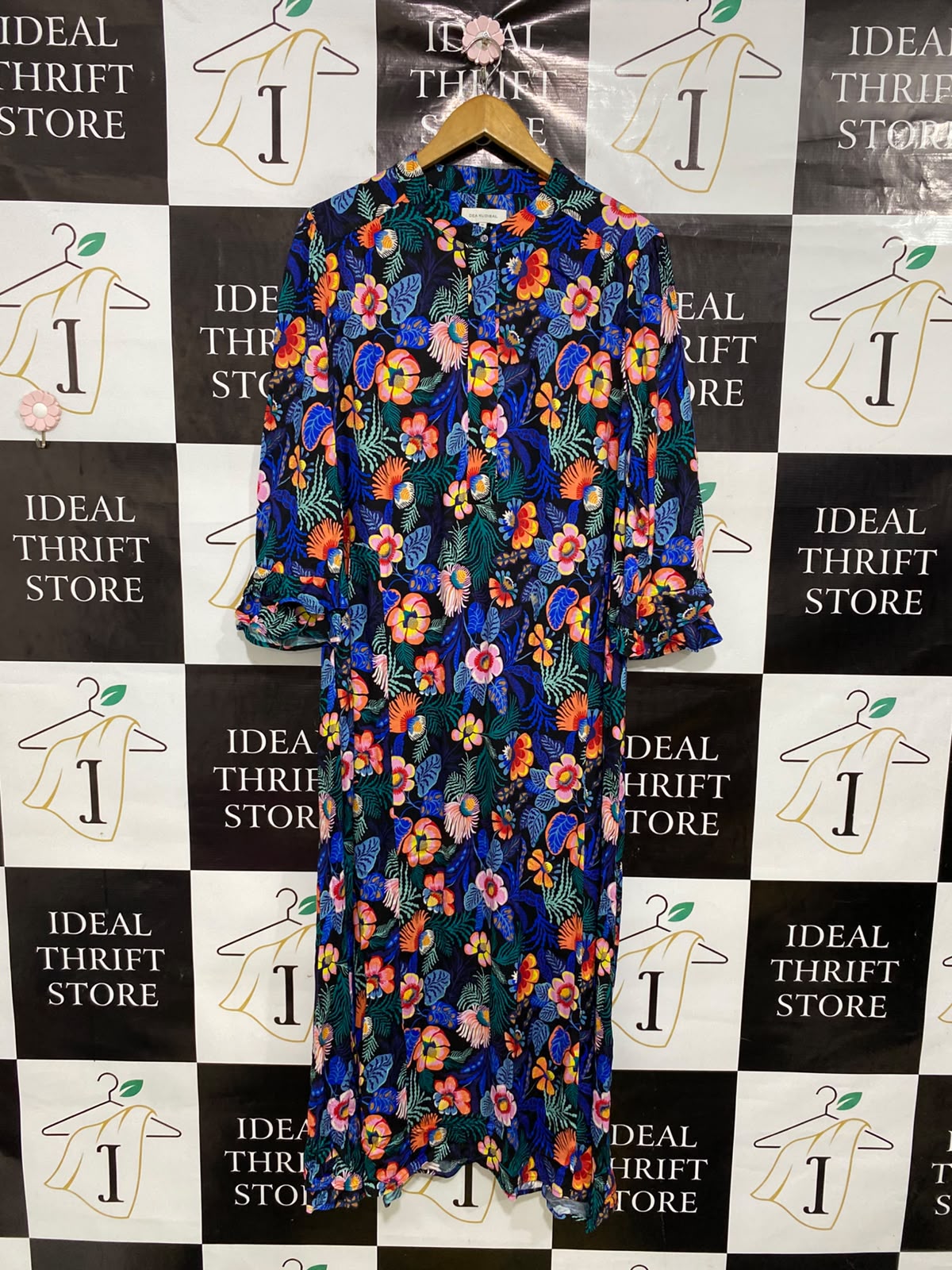 DEA KUDIBAL |XL| BUST 22| A43| VIBRANT FLORAL PRINT TECHNICAL UTILITY MAXI DRESS
