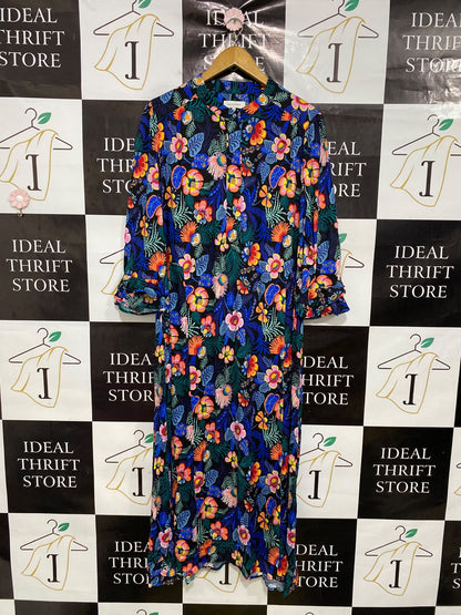 DEA KUDIBAL |XL| BUST 22| A43| VIBRANT FLORAL PRINT TECHNICAL UTILITY MAXI DRESS
