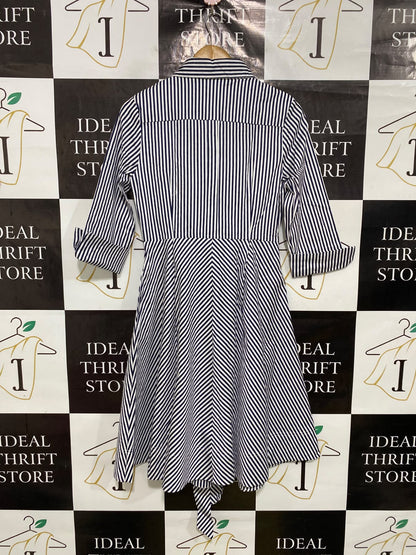 OPERO |M| BUST 17| A43| NAVY AND WHITE STRIPED TECHNICAL UTILITY SHIRT DRESS