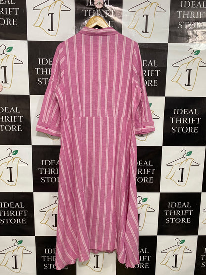 & ME |XL| BUST 22| A43| PINK AND WHITE STRIPED TECHNICAL UTILITY SHIRT DRESS