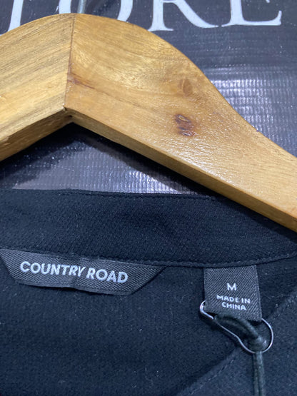 COUNTRY ROAD |M| BUST 20| A43| BLACK BANDED-COLLAR TECHNICAL UTILITY SHIRT