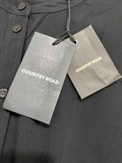 COUNTRY ROAD |M| BUST 20| A43| BLACK BANDED-COLLAR TECHNICAL UTILITY SHIRT