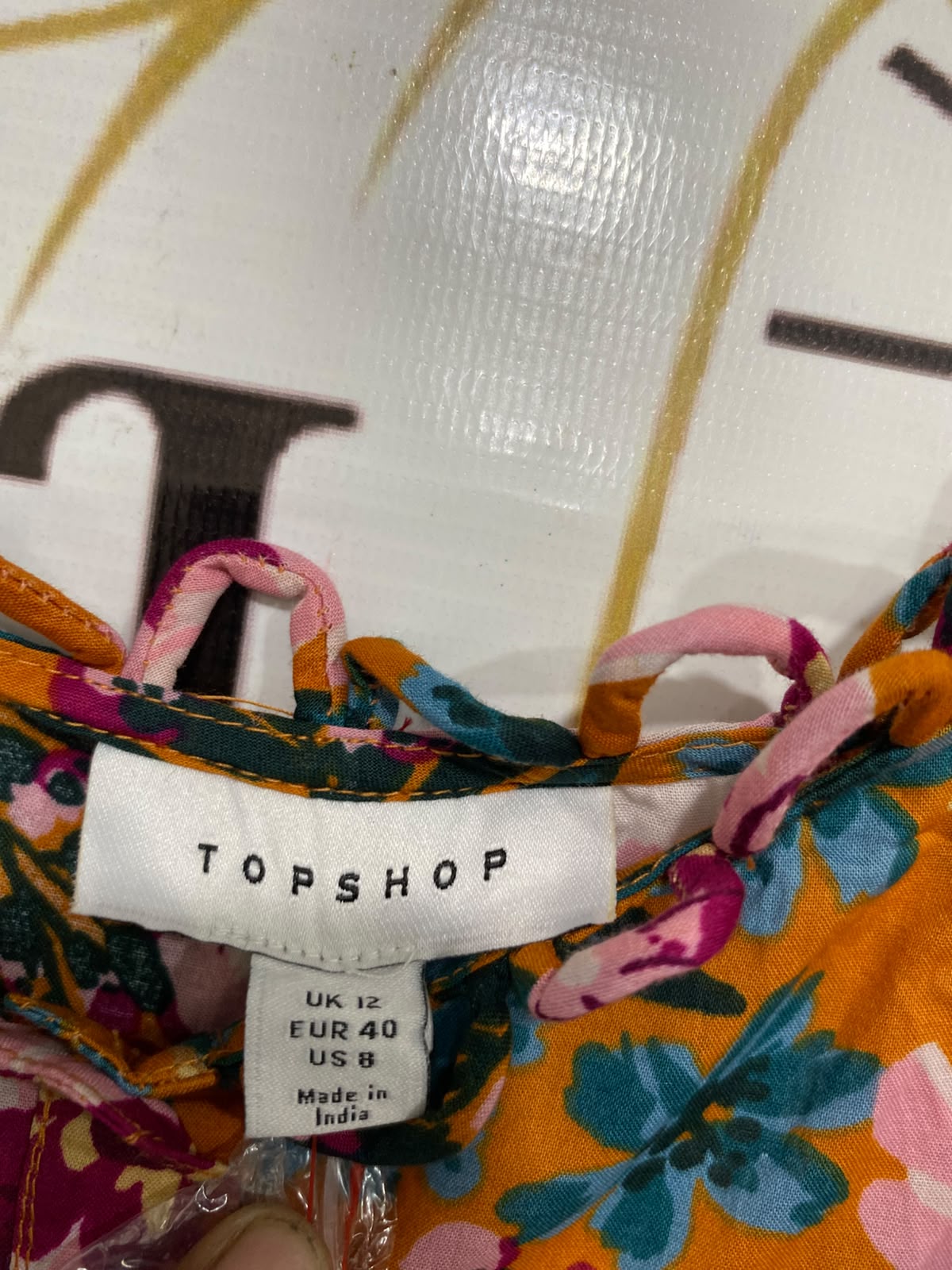 TOP SHOP |M| BUST 18| A43| MUSTARD FLORAL SCALLOPED TECHNICAL UTILITY DRESS
