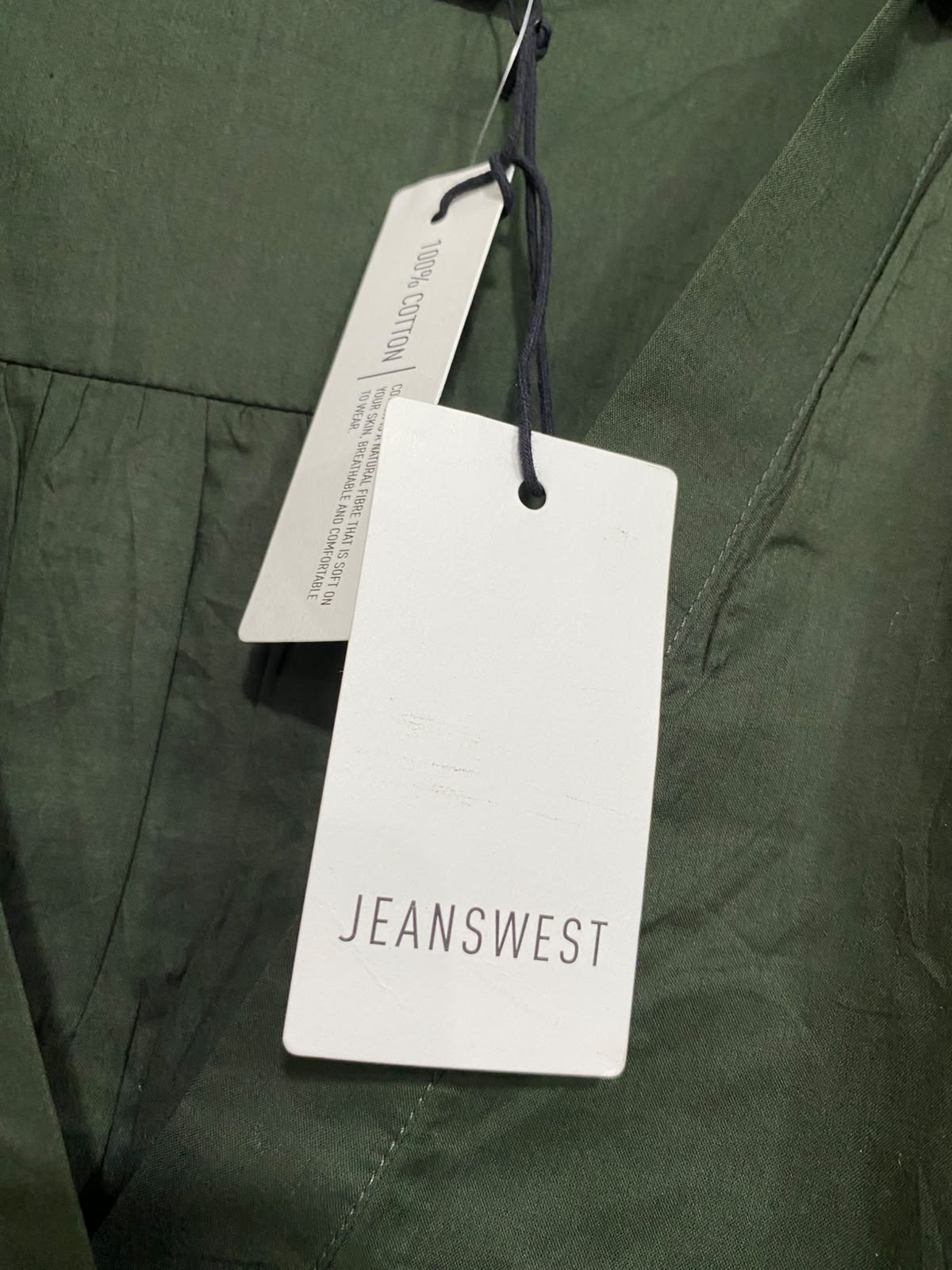 JEANS WEST |XL| BUST 25| A43| OLIVE GREEN V-NECK TECHNICAL UTILITY BLOUSE