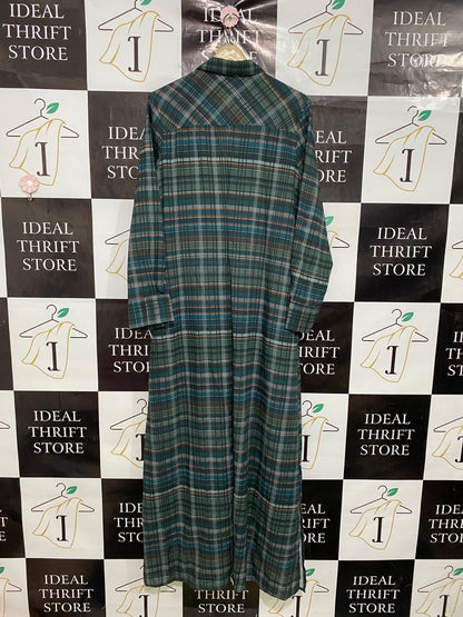 MODESEES |L| BUST 20| A43| PLAID TECHNICAL UTILITY SHIRT MAXI DRESS