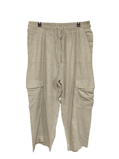 NEXT |XL| WAIST 34| A44| BEIGE LINEN-BLEND CARGO TECHNICAL UTILITY TROUSERS