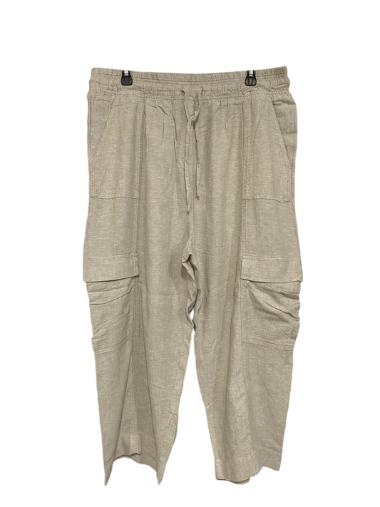 NEXT |XL| WAIST 34| A65| BEIGE LINEN-BLEND CARGO TECHNICAL UTILITY TROUSERS