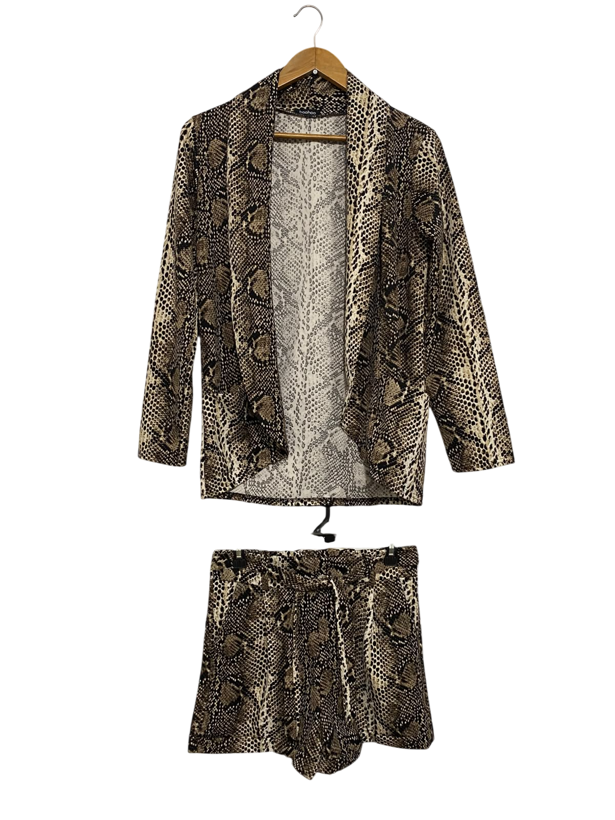 BOOHOO |L| A44| SNAKESKIN PRINT BLAZER AND SHORTS TECHNICAL UTILITY TWO-PIECE SET