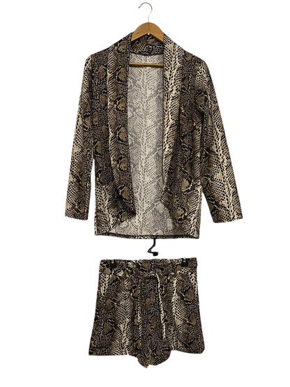 BOOHOO |L| A44| SNAKESKIN PRINT BLAZER AND SHORTS TECHNICAL UTILITY TWO-PIECE SET