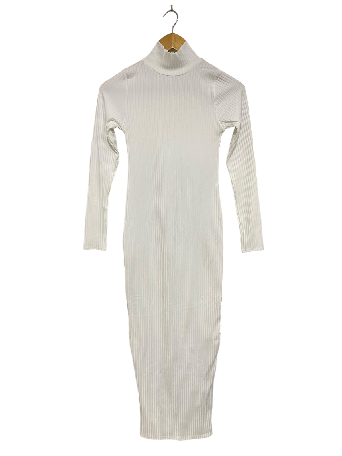 BOOHOO |XS| BUST 13| A44| CREAM TURTLENECK RIBBED TECHNICAL UTILITY MIDI DRESS