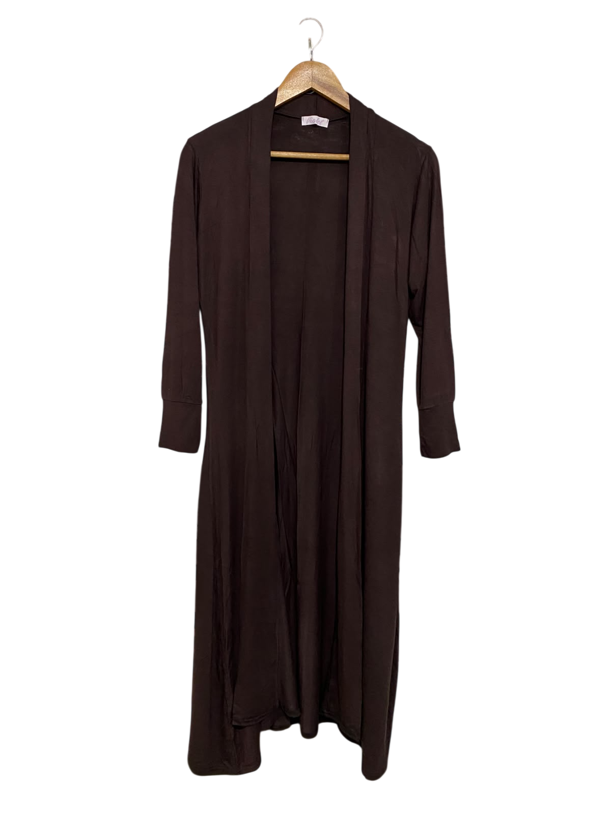 VIOLET |M| BUST 17| A44| BROWN OPEN-FRONT MAXI CARDIGAN TECHNICAL UTILITY COAT