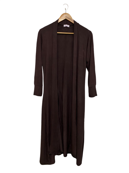 VIOLET |M| BUST 17| A44| BROWN OPEN-FRONT MAXI CARDIGAN TECHNICAL UTILITY COAT