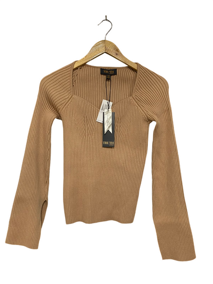 TRUTH |M| BUST 14| A44| TRUTH CAMEL RIBBED SWEETHEART NECK TECHNICAL UTILITY TOP