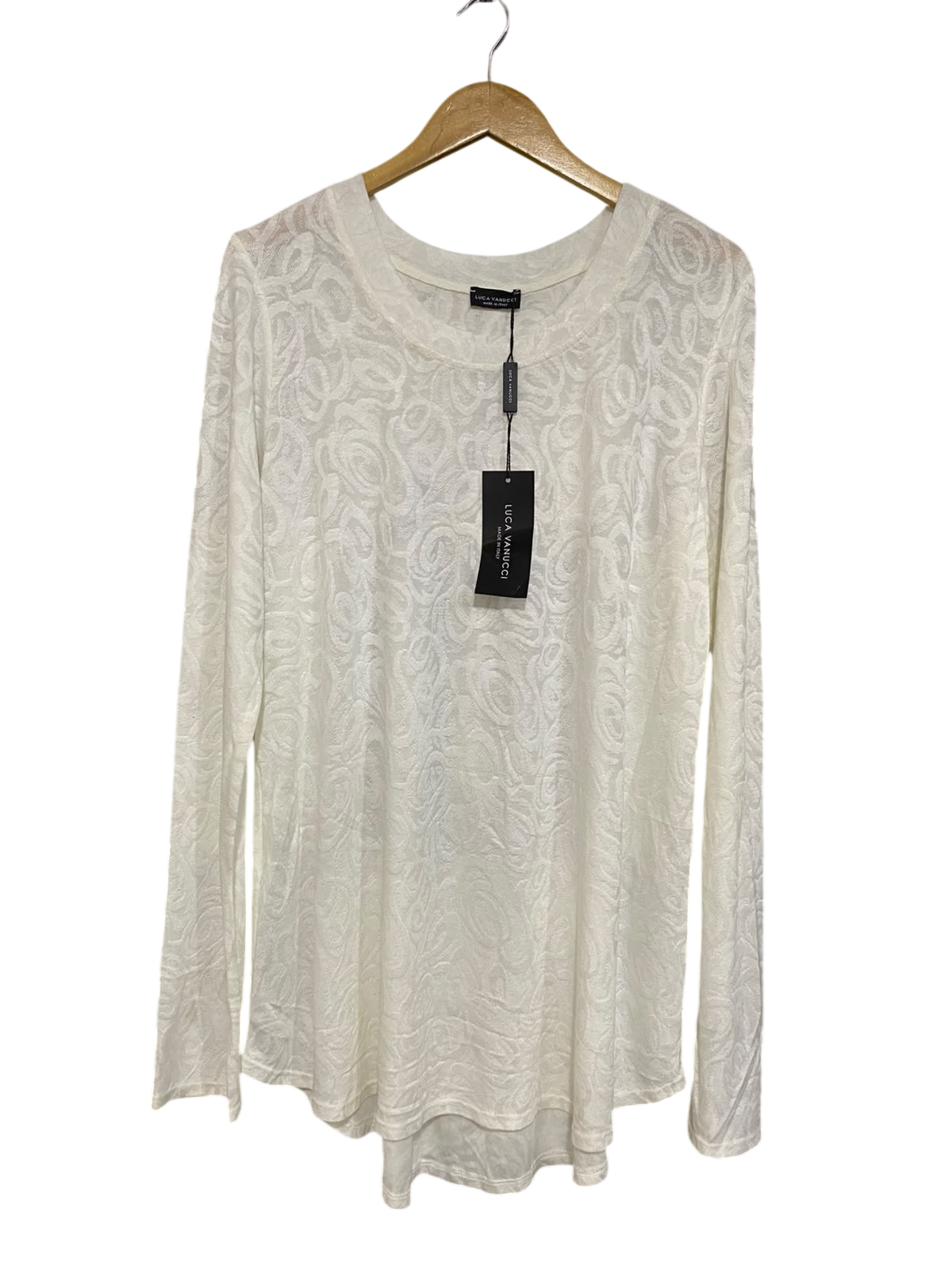 LUCA VANUCCI |XL| BUST 22| A45| OFF-WHITE SWIRL EMBOSSED TECHNICAL UTILITY TOP