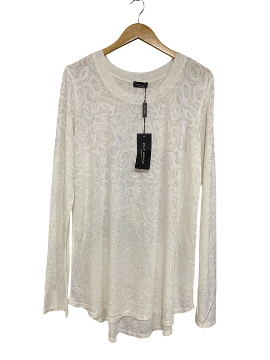 LUCA VANUCCI |XL| BUST 22| A45| OFF-WHITE SWIRL EMBOSSED TECHNICAL UTILITY TOP