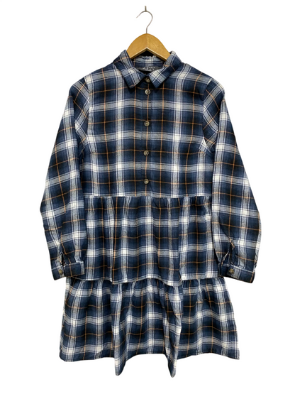PRIMARK |M| BUST 19| A45| BLUE PLAID SHIRT-STYLE TECHNICAL UTILITY TIERED MINI DRESS