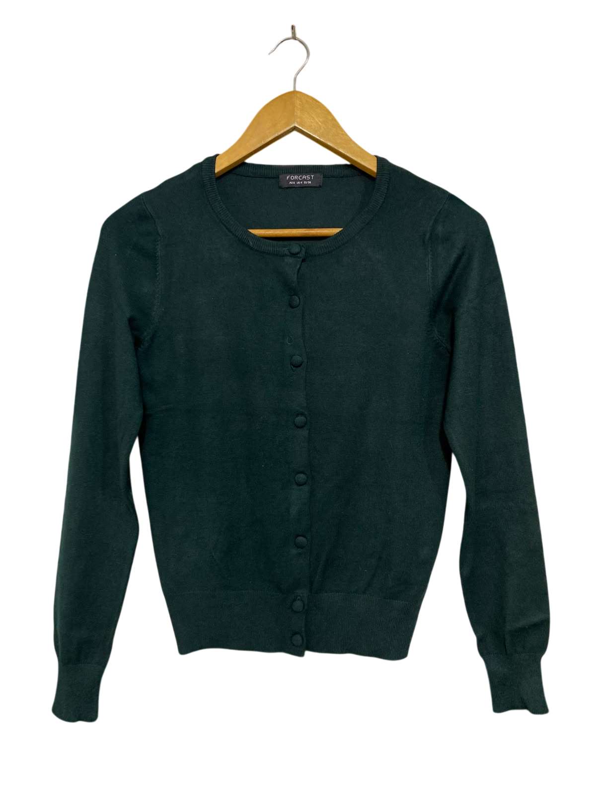 FORCAST |S| BUST 16| A45| DARK GREEN CREWNECK TECHNICAL UTILITY CARDIGAN