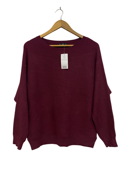 F&F |M| BUST 19| A45| BURGUNDY RIBBED CREWNECK TECHNICAL UTILITY SWEATER