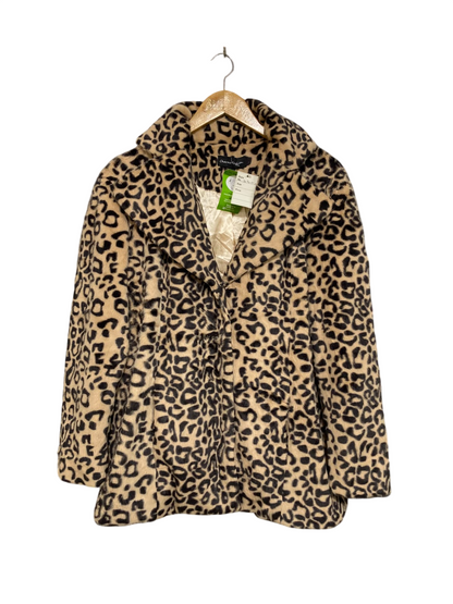 CHORMS FASHION |S| BUST 20| A45| LEOPARD PRINT FAUX FUR TECHNICAL UTILITY STATEMENT COAT