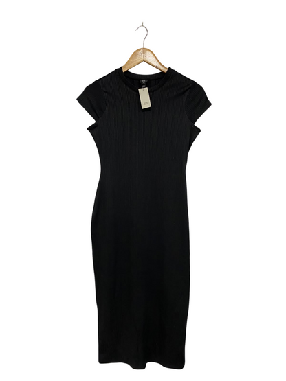 RIVER ISLAND |M| BUST 16| A45| BLACK RIBBED CAP-SLEEVE TECHNICAL UTILITY MIDI DRESS